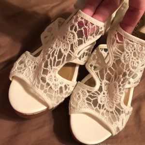 White lace wedges